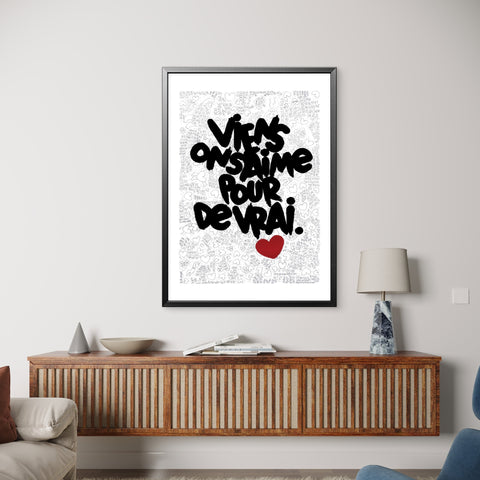 Affiche Sérigraphie "Pour de vrai" 150 exemplaires numérotées et signées 50x70