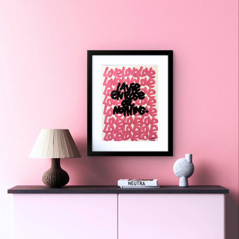 ROSE I Œuvre originale encadrée de L’oiseau noir 30x40