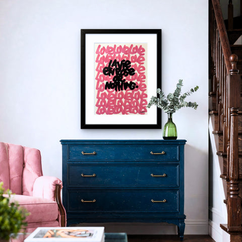 ROSE I Œuvre originale encadrée de L’oiseau noir 30x40