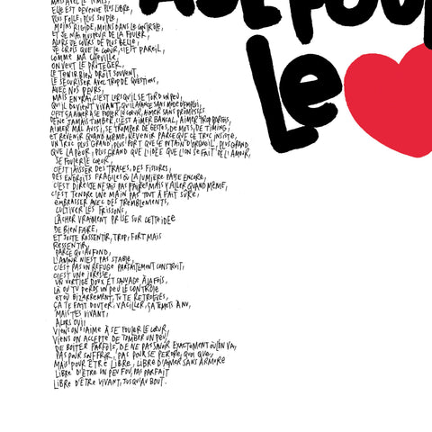 Affiche reproduction "Se fouler le cœur" 100 exemplaires numérotés et signés 30x40