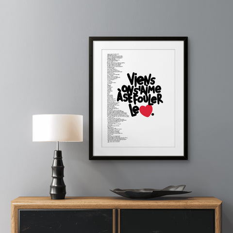 Affiche reproduction "Se fouler le cœur" 100 exemplaires numérotés et signés 30x40