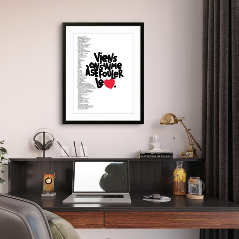 Affiche reproduction "Se fouler le cœur" 100 exemplaires numérotés et signés 30x40