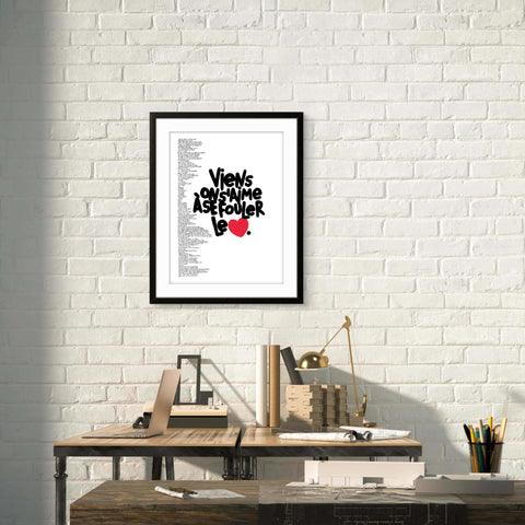 Affiche reproduction "Se fouler le cœur" 100 exemplaires numérotés et signés 30x40