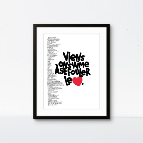 Affiche reproduction "Se fouler le cœur" 100 exemplaires numérotés et signés 30x40