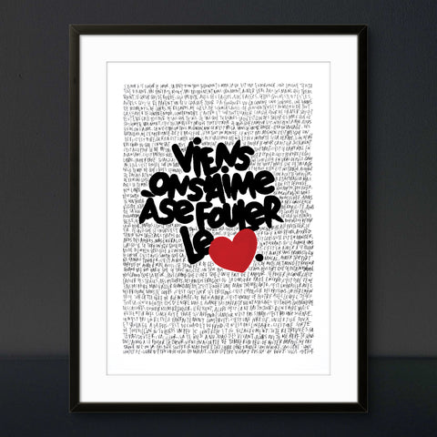 Affiche reproduction "Se fouler le cœur 2" 50 exemplaires numérotés et signés 30x40