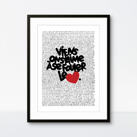 Affiche reproduction "Se fouler le cœur 2" 50 exemplaires numérotés et signés 30x40