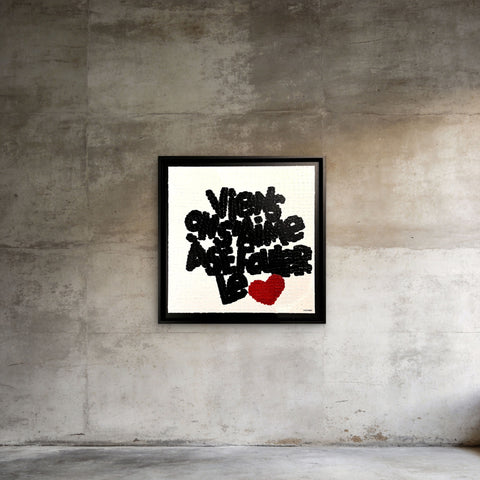 SE FOULER LE CŒUR mosaïque I Œuvre originale sur toile de L’oiseau noir 50x50