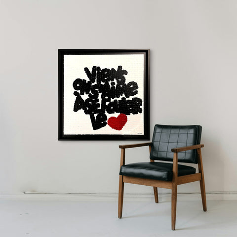 SE FOULER LE CŒUR mosaïque I Œuvre originale sur toile de L’oiseau noir 50x50