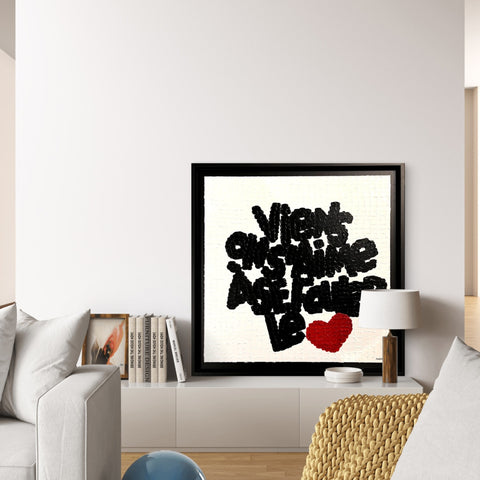 SE FOULER LE CŒUR mosaïque I Œuvre originale sur toile de L’oiseau noir 50x50