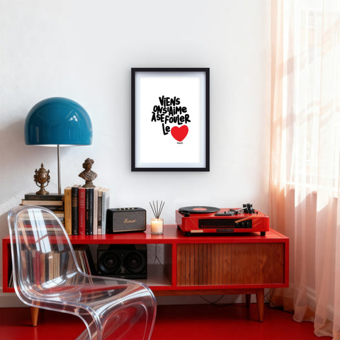 Affiche reproduction "Aimer à se fouler le cœur" 100 exemplaires numérotés et signés 30x42