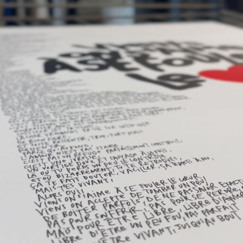 Affiche Sérigraphie "Se fouler le cœur" 100 exemplaires numérotées et signées 50x70