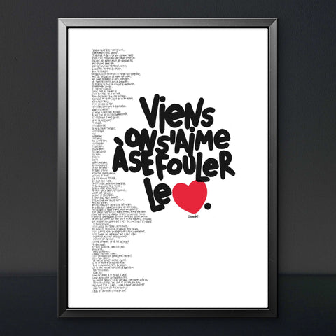 Affiche Sérigraphie "Se fouler le cœur" 100 exemplaires numérotées et signées 50x70