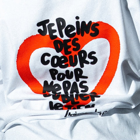T-shirt mixte à manche courte "Je peins des cœurs " L'oiseau noir x Maison bon feu
