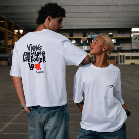 T-shirt mixte à manche courte "Se fouler le cœur" L'oiseau noir x Maison bon feu