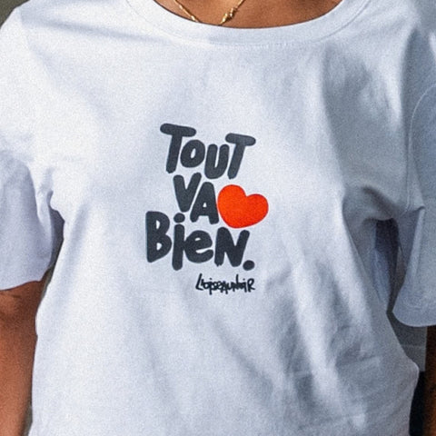 T-shirt femme crop à manche courte "Tout va bien" L'oiseau noir x Maison bon feu