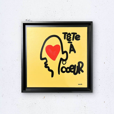 Tête à cœur I Œuvre originale sur toile de L’oiseau noir 30X30