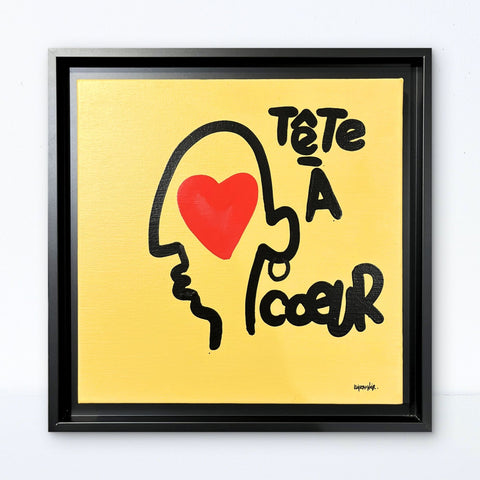 Tête à cœur I Œuvre originale sur toile de L’oiseau noir 30X30