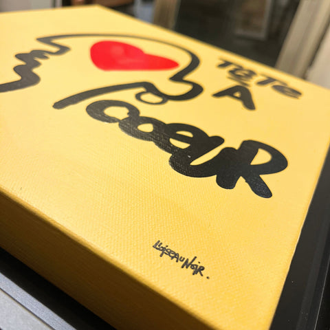 Tête à cœur I Œuvre originale sur toile de L’oiseau noir 30X30