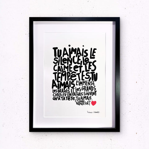 Tu aimais I Œuvre originale encadrée de L’oiseau noir 30x40