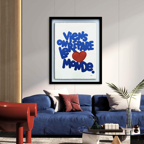 Viens on répare le monde  I Œuvre originale de L’oiseau noir 56x76