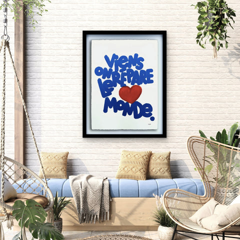 Viens on répare le monde  I Œuvre originale de L’oiseau noir 56x76