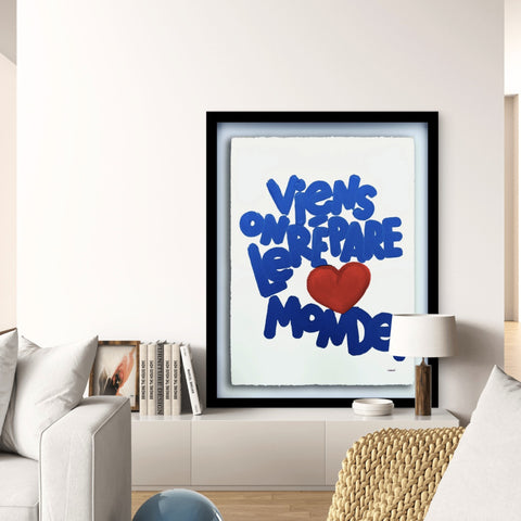 Viens on répare le monde  I Œuvre originale de L’oiseau noir 56x76