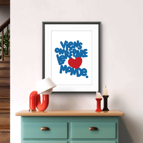 Affiche reproduction "Viens on répare le monde" 50 exemplaires numérotés et signés 30x40