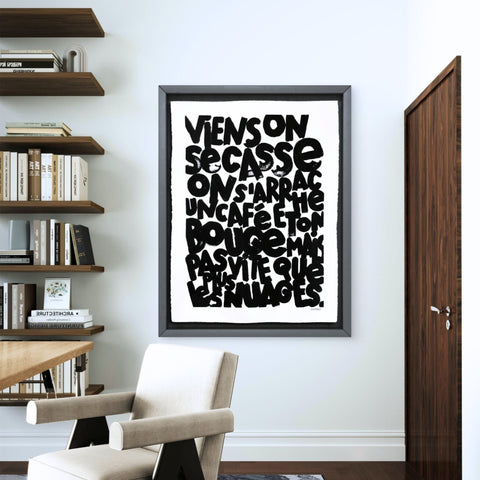 Viens on se casse I Œuvre originale de L’oiseau noir 56x76