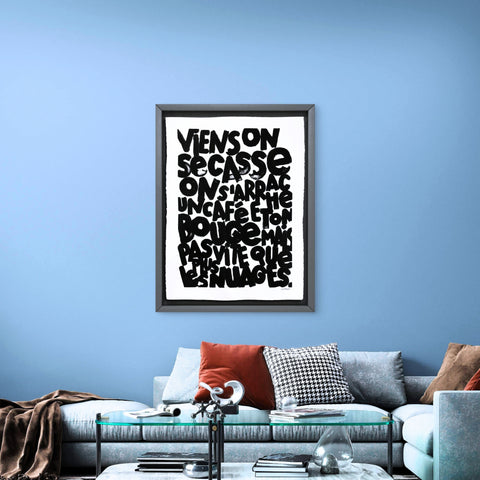 Viens on se casse I Œuvre originale de L’oiseau noir 56x76