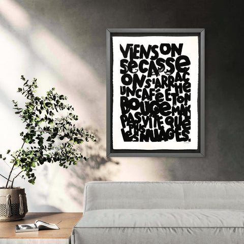 Viens on se casse I Œuvre originale de L’oiseau noir 56x76