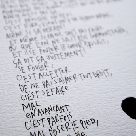 Viens on s'aime à se fouler le cœur I Œuvre originale encadrée de L’oiseau noir 46x61