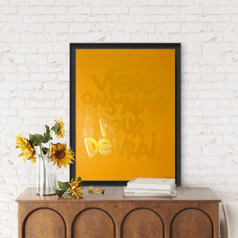 Viens on s'aime pour de vrai I Œuvre originale sur toile et caisse américaine de L’oiseau noir 80x60