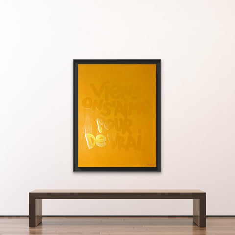 Viens on s'aime pour de vrai I Œuvre originale sur toile et caisse américaine de L’oiseau noir 80x60