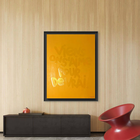 Viens on s'aime pour de vrai I Œuvre originale sur toile et caisse américaine de L’oiseau noir 80x60