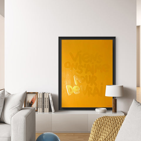 Viens on s'aime pour de vrai I Œuvre originale sur toile et caisse américaine de L’oiseau noir 80x60