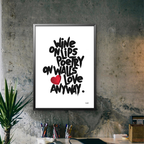 Affiche Sérigraphie "Wine on lips" 100 exemplaires numérotées et signées 50x70