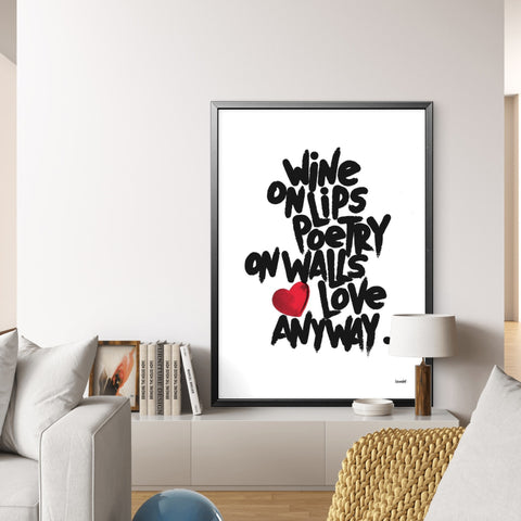 Affiche Sérigraphie "Wine on lips" 100 exemplaires numérotées et signées 50x70