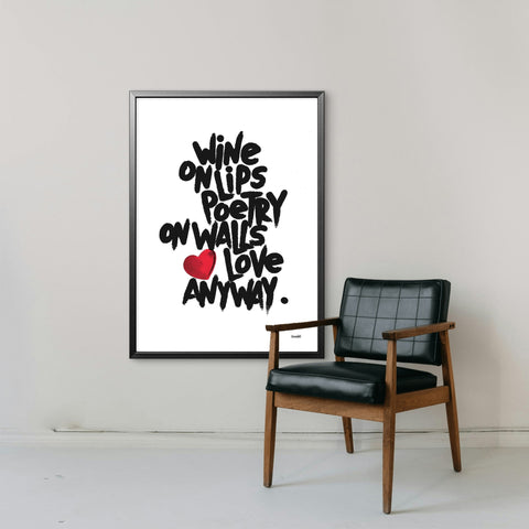 Affiche Sérigraphie "Wine on lips" 100 exemplaires numérotées et signées 50x70