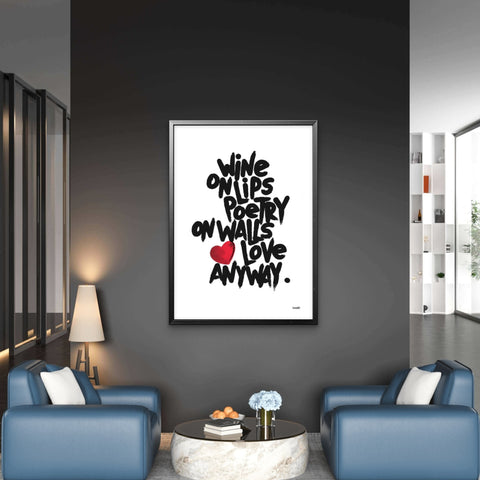 Affiche Sérigraphie "Wine on lips" 100 exemplaires numérotées et signées 50x70