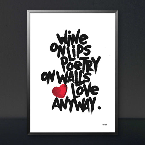 Affiche Sérigraphie "Wine on lips" 100 exemplaires numérotées et signées 50x70