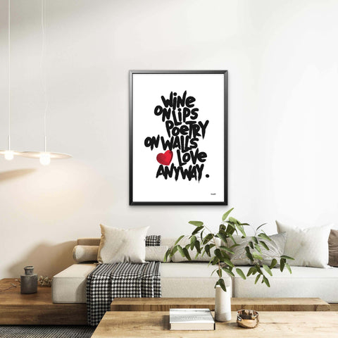 Affiche Sérigraphie "Wine on lips" 100 exemplaires numérotées et signées 50x70