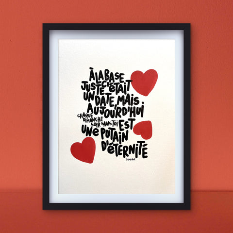 Dimanche soir I Œuvre originale encadrée de L’oiseau noir 30x42