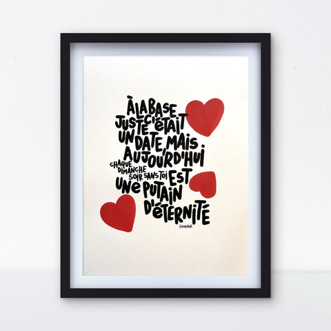 Dimanche soir I Œuvre originale encadrée de L’oiseau noir 30x42